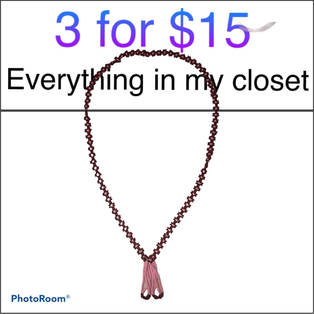 3 For $15 Pink Seed Bead Necklace